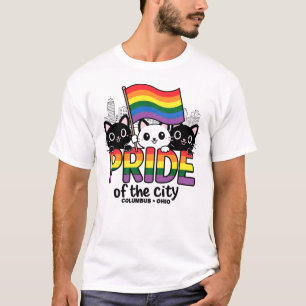 Camiseta Orgulho da Cidade de Columbus Ohio EUA Rainbow Fla