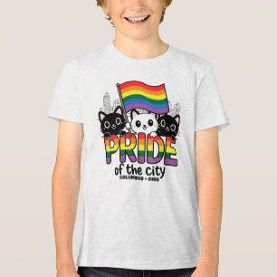 Camiseta Orgulho da Cidade de Columbus Ohio EUA Rainbow Fla