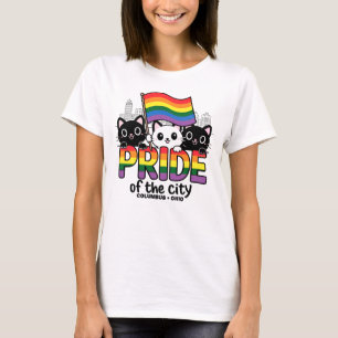 Camiseta Orgulho da Cidade de Columbus Ohio EUA Rainbow Fla