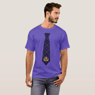 Camiseta Orgulho da Escócia Tartan Necktie & Ouro Thistle