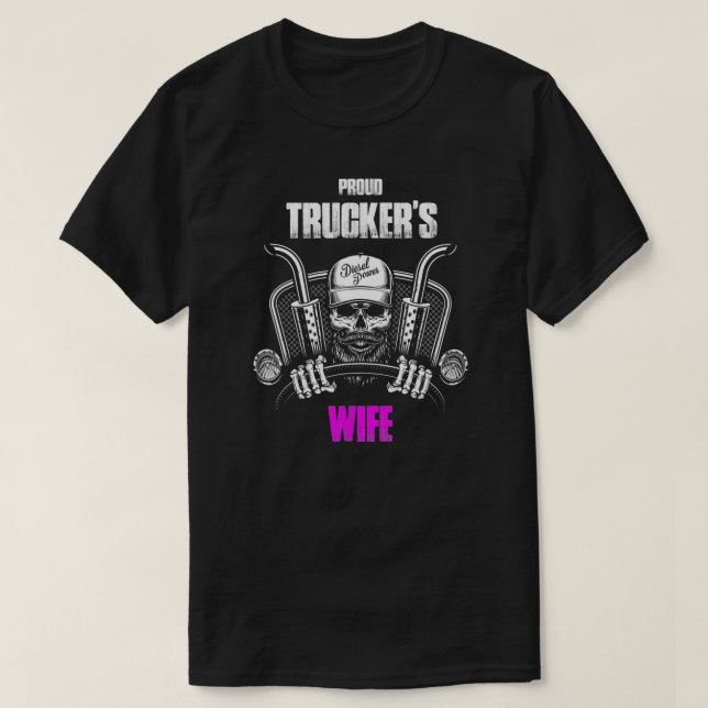 Camiseta Orgulho da esposa de caminhoneiro Patriótico Ameri (Frente do Design)