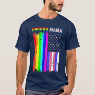 Camiseta Orgulho da Mãe Lésbica Bandeira Transamericana Org