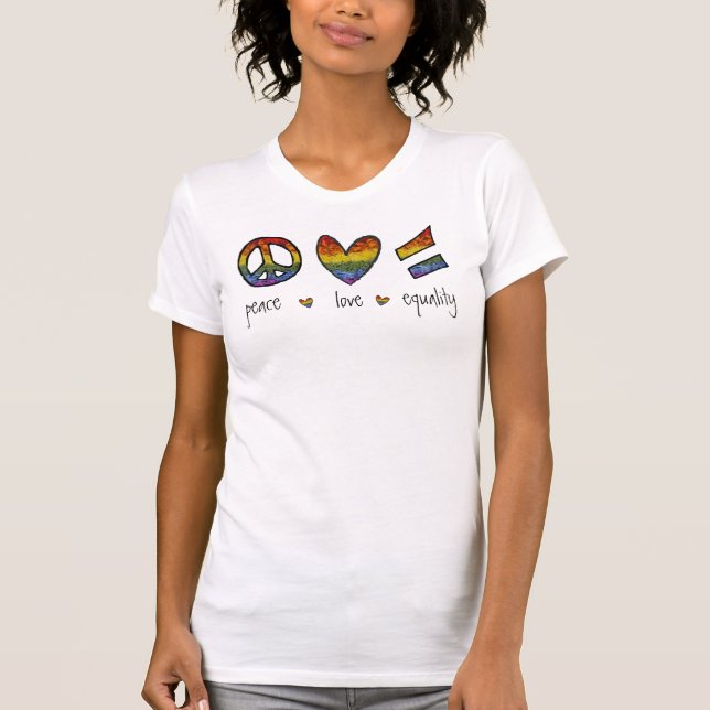 Camiseta Orgulho da Paz e Igualdade de Amor Floral (Frente)