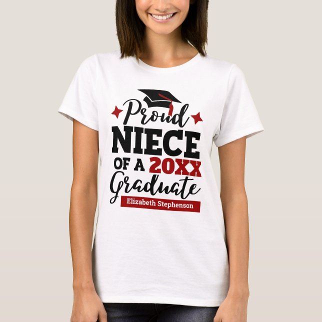 Camiseta Orgulho da sobrinha de um tassel vermelho-formando (Frente)