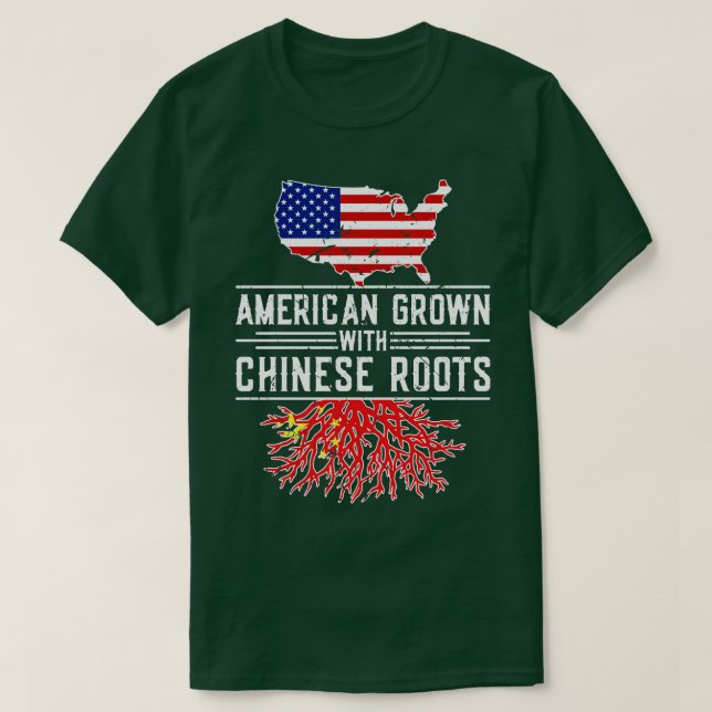 Camiseta Orgulho das Raízes Chinesas Americanas Crescentes  (Frente do Design)