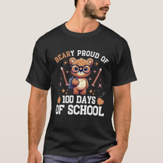 Camiseta Orgulho De 100 Dias De Urso-De-Corte Escolar