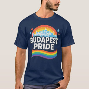 Camiseta Orgulho de Budapeste LGBTQ+ Céu Arco-íris