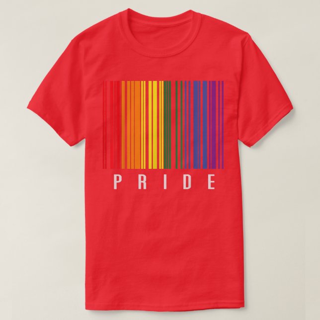 Camiseta Orgulho de código de barras LGBT Gay Transgênero L (Frente do Design)