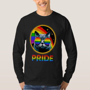 Camiseta Orgulho de Gato Fofo Arco-íris LGBTQ LGBT Gay Lésb