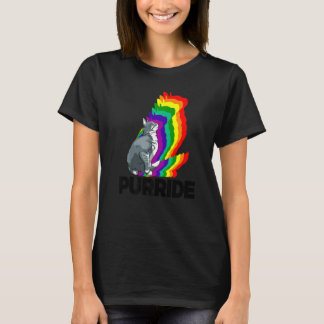 Camiseta Orgulho de Gato Purride Arco-íris de Cores Gato Ga