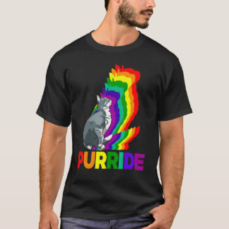 Camiseta Orgulho de Gato Purride Arco-íris de Gato Cor  Gat