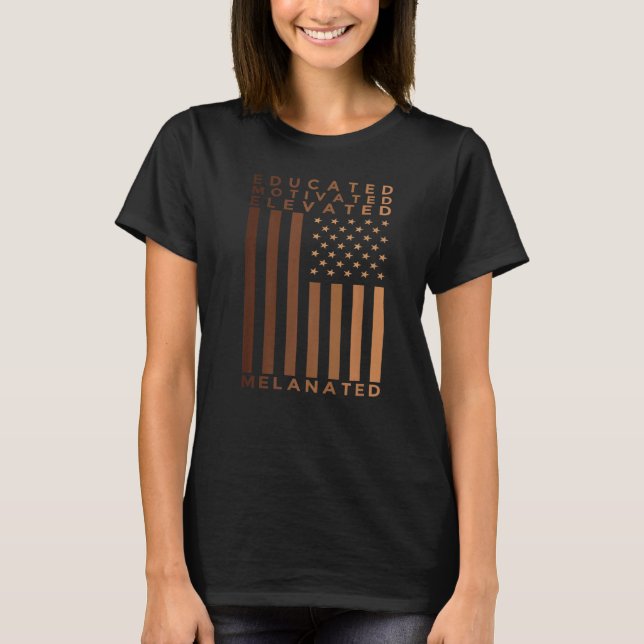 Camiseta Orgulho de História Negra Educado Elevado (Frente)