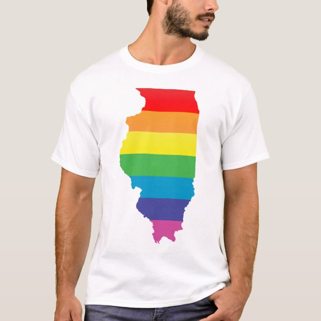 Camiseta orgulho de illinois. listrado (Frente)
