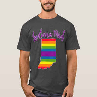 Camiseta Orgulho de Indiana com Listras de Arco-íris