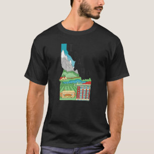 Camiseta Orgulho de Mapa do Estado de Idaho Vintage