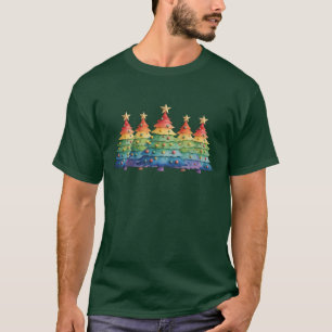 Camiseta Orgulho de Natal Arco-íris LGBTQ Direitos Iguais G