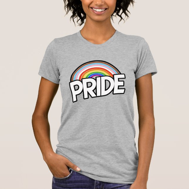 Camiseta Orgulho de Progresso dos Anéis Arco-Íris (Frente)