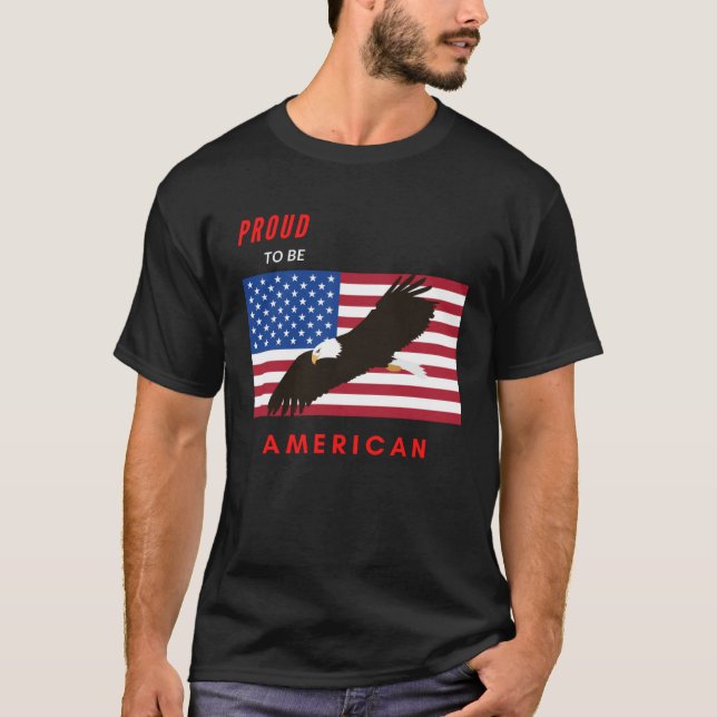Camiseta Orgulho de ser a bandeira da águia americana Homen (Frente)
