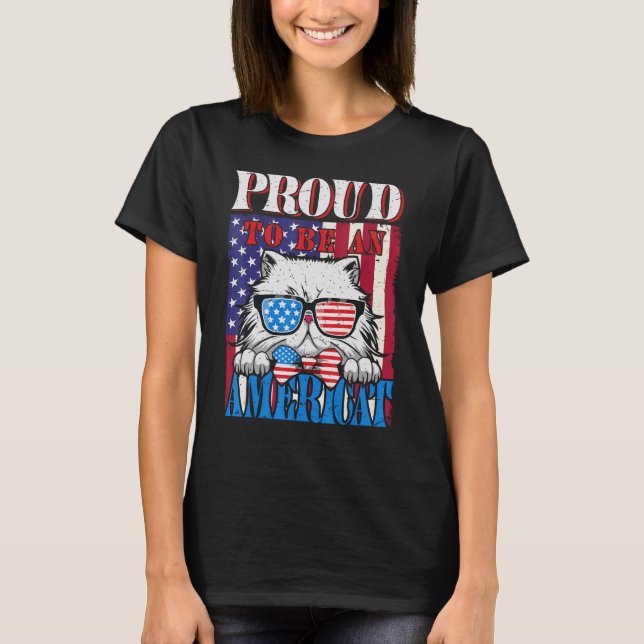 Camiseta Orgulho de ser um Gato Americano Patriótico C (Frente)