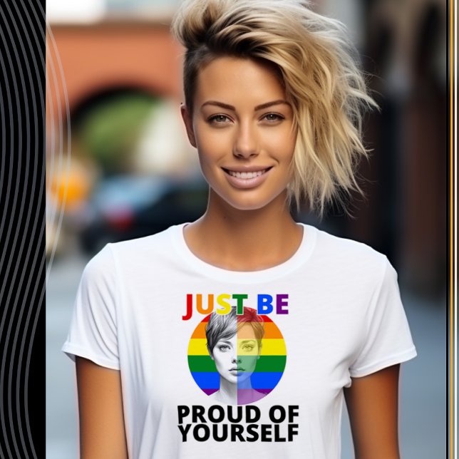 Camiseta Orgulho de si mesmo - Retrato Orgulho gay feminino (Criador carregado)