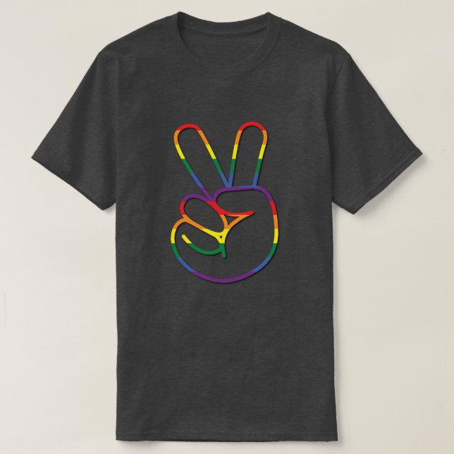Camiseta Orgulho de Sinais de Paz do Rainbow (Frente do Design)