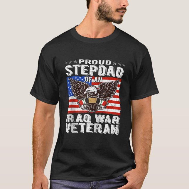Camiseta Orgulho De Stepdad Do Exército Patriótico Do Iraqu (Frente)