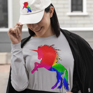 Camiseta Orgulho de Unicórnio Colorido Design de Vidro de M