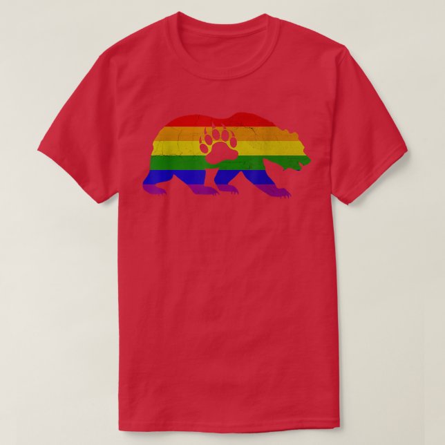 Camiseta Orgulho de Urso gay - Pata de Urso de Sinalizador  (Frente do Design)
