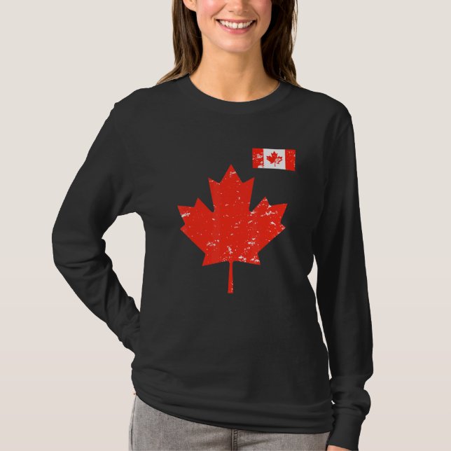 Camiseta Orgulho do Canadá - Folha de Maple Canadense e Ban (Frente)