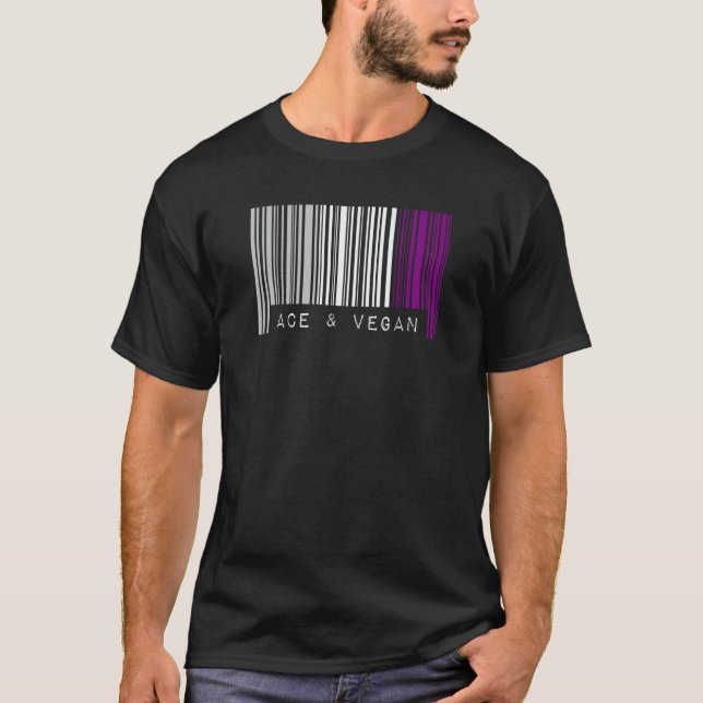 Camiseta Orgulho do Código de Barras Assexual Ace e Vegano  (Frente)