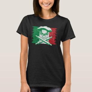 Camiseta Orgulho do crânio de padeiro italiano com bandeira
