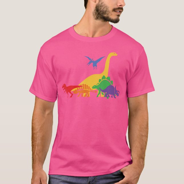 Camiseta Orgulho do Dinossauro Mês Gay Arco-Íris Lgbtq (Frente)