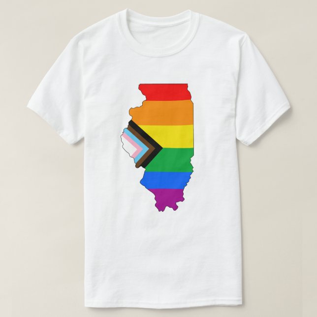Camiseta Orgulho do Estado de Illinois LGBTQ Progresso Orgu (Frente do Design)