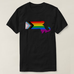 Camiseta Orgulho do Estado de Massachusetts LGBTQ Progresso