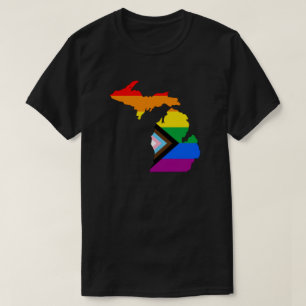 Camiseta Orgulho do Estado de Michigan LGBTQ Progresso Orgu