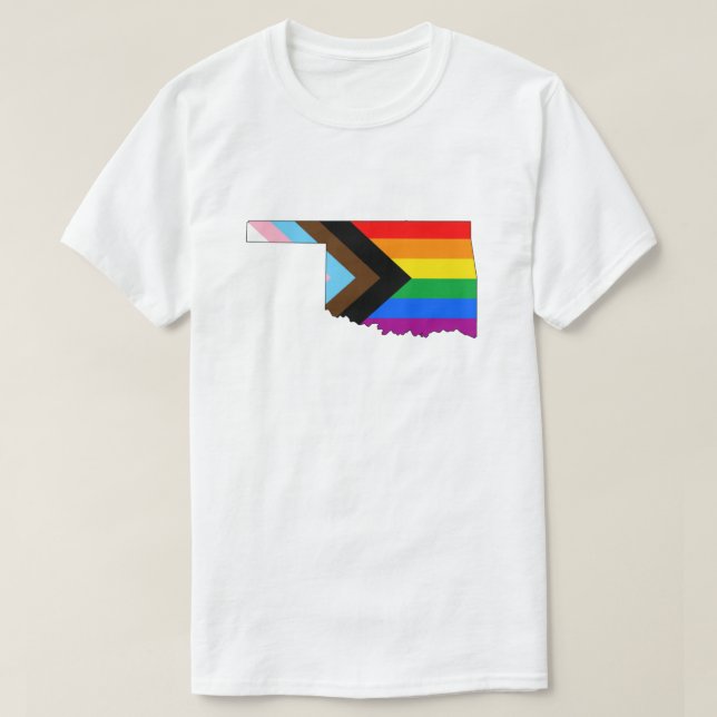 Camiseta Orgulho do Estado de Oklahoma LGBTQ Progress Pride (Frente do Design)