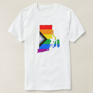 Camiseta Orgulho do Estado de Rhode Island LGBTQ Progresso