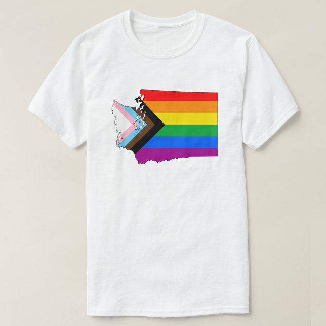 Camiseta Orgulho do Estado de Washington LGBTQ Progress Pri (Frente do Design)