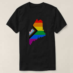 Camiseta Orgulho do Estado do Maine LGBTQ Progress Pride