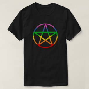 CAMISETA ORGULHO DO PAGAN DO PENTAGRAM DO ARCO-ÍRIS