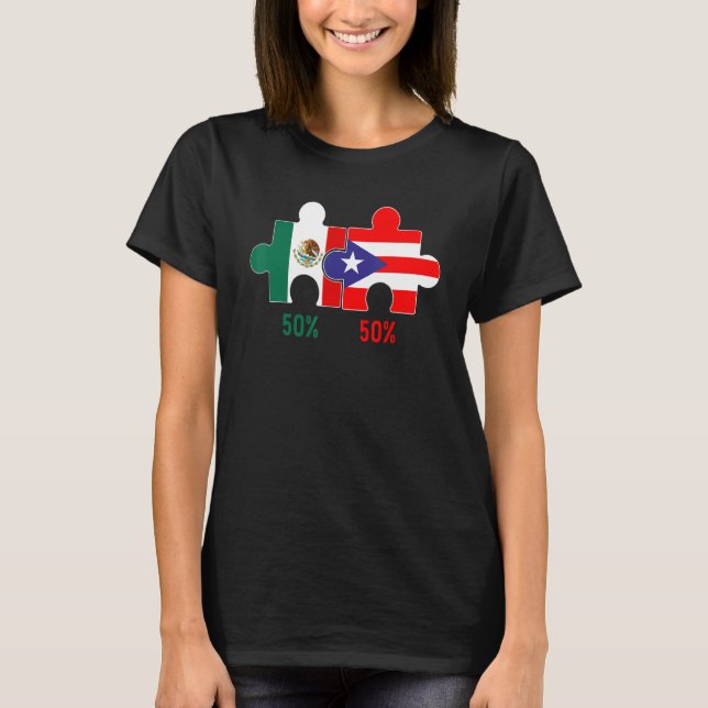 Camiseta Orgulho do Patrimônio do Porto Rico E Mexicano DNA (Frente)