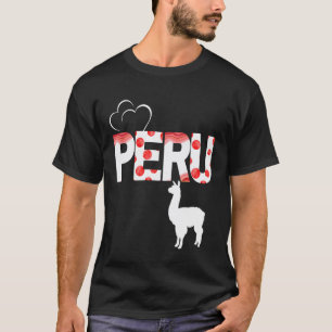 Camiseta Orgulho do Peru Llama Design Vermelho e Branco Ce
