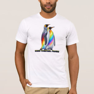 Camiseta Orgulho do Pingüim Arco-íris Fica Junto