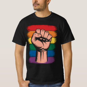 Camiseta Orgulho do Punho Levantado Arco-íris Apoio Direito