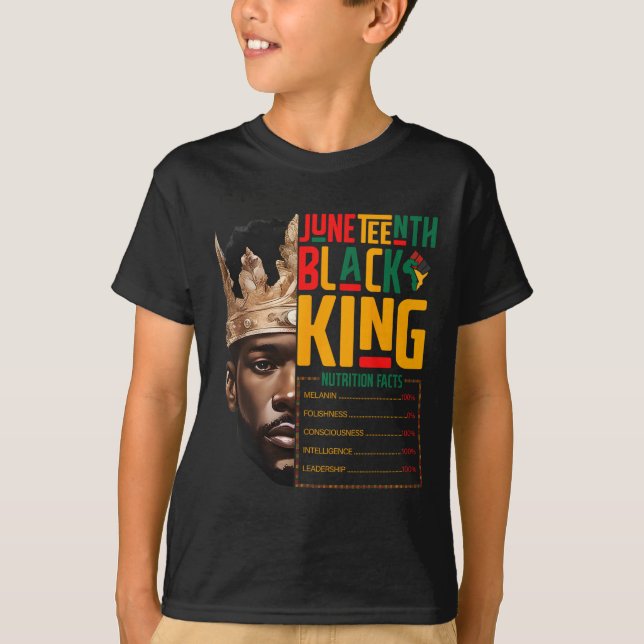 Camiseta Orgulho do Rei Negro do Juneteenth Fatos Nutricion (Frente)