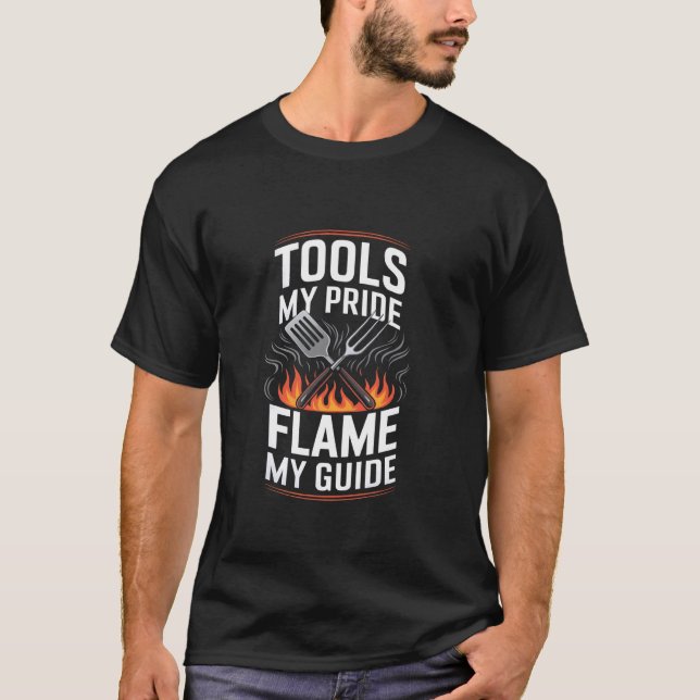 Camiseta Orgulho dos Mestres da Grelha com Gráfico de Chama (Frente)