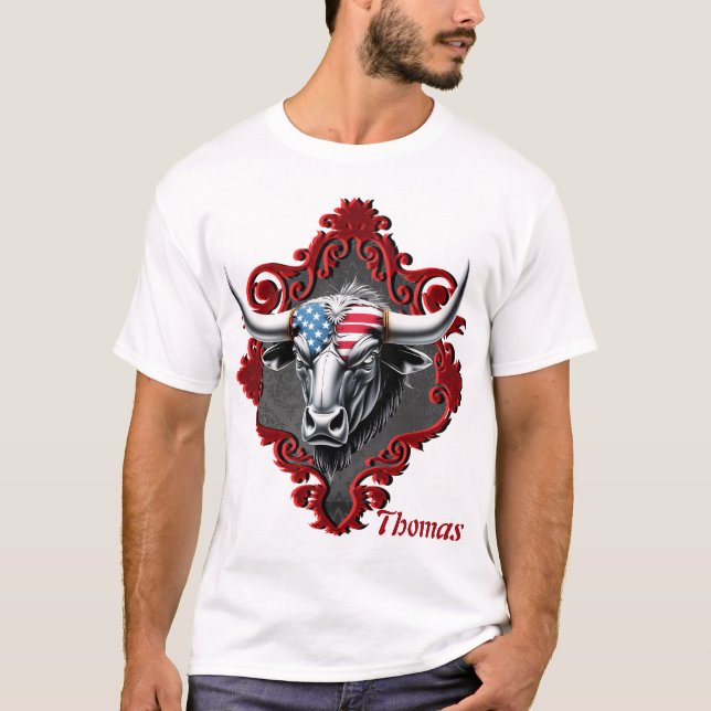 Camiseta Orgulho e força, um touro americano (Frente)