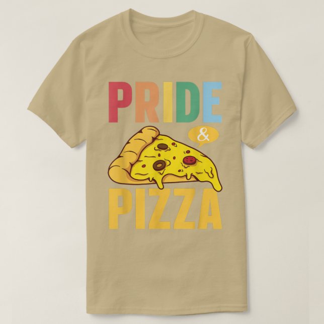 Camiseta Orgulho e Pizza LGBT Orgulho gay Arco-íris LGBTQ (Frente do Design)