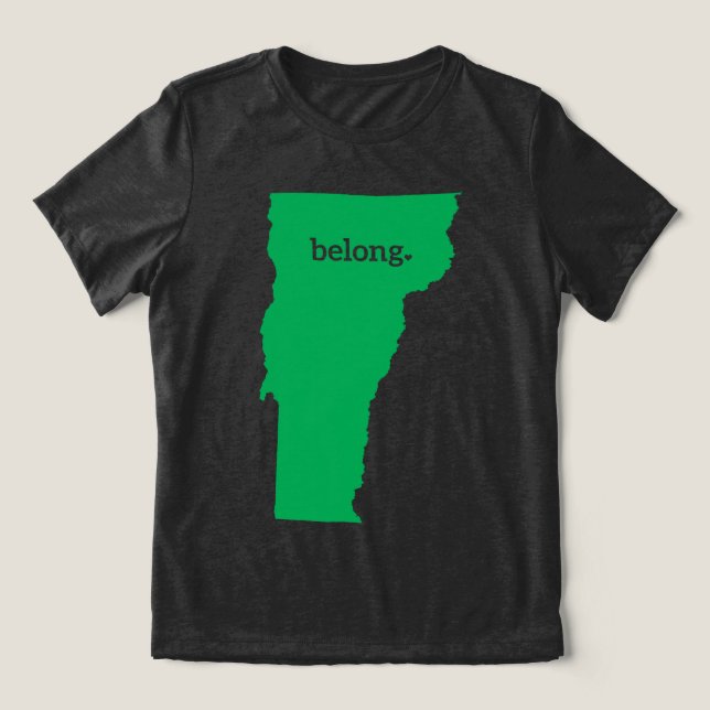 Camiseta Orgulho Estatal do Mapa Belong Vermont (Design frontal)