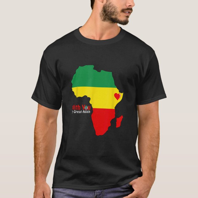 Camiseta Orgulho Etíope Tshirt Dr. Abiy Ahmed Stand com Et (Frente)